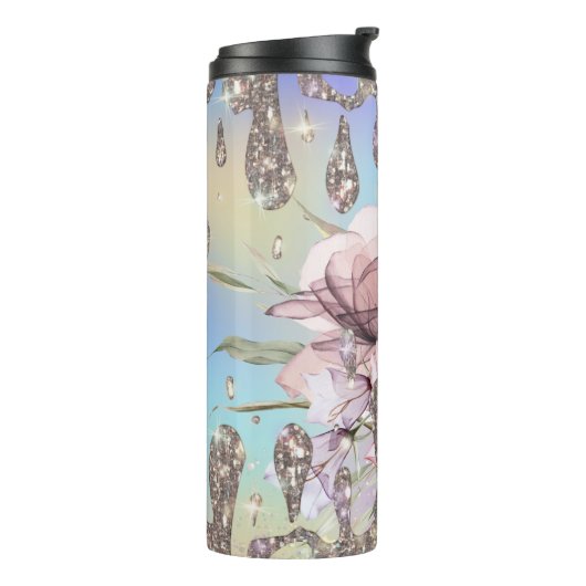 *~* Glam Luxe Girly Tropfen Rainbow GLITZER Hologr Thermosbecher (Nach links gedreht)