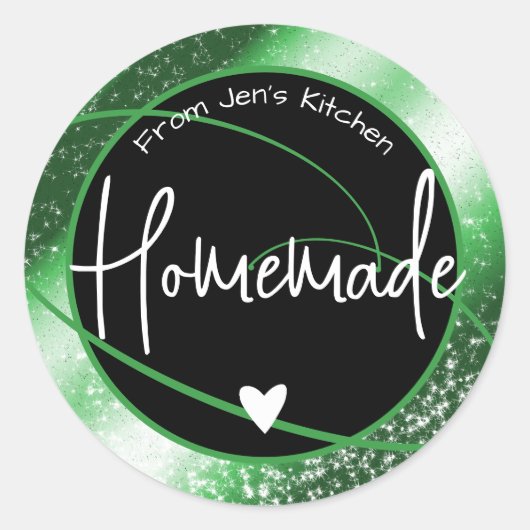 Glam Luxe Glitzer Sparkle Green Hütte Herz Runder Aufkleber (Vorderseite)