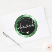 Glam Luxe Glitzer Sparkle Green Hütte Herz Runder Aufkleber (Umschlag)