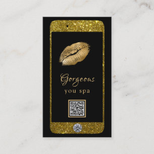 *~* Glam Luxe Handy Gold QR LOGO Glitzer Visitenkarte