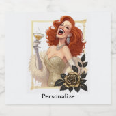 Glam Luxe Party Glamour Diva in Gold Personalize Schaumweinetikett (Einzelnes Label)