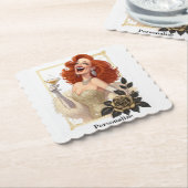 Glam Luxe Party Glamour Diva in Gold Personalize Untersetzer (angewinkelt)