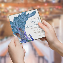 Glam & Luxe Peacock Blue & Gold Foil Wedding Einladung