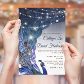 Glam & Luxe Peacock Blue & Gold Foil Wedding Einladung