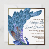 Glam & Luxe Peacock Blue & Gold Foil Wedding Einladung (Vorderseite)