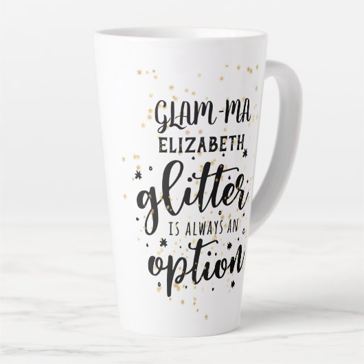 GLAM-MA Gamour Oma Glitzer immer Option FUN Milchtasse (Rechte Ecke)