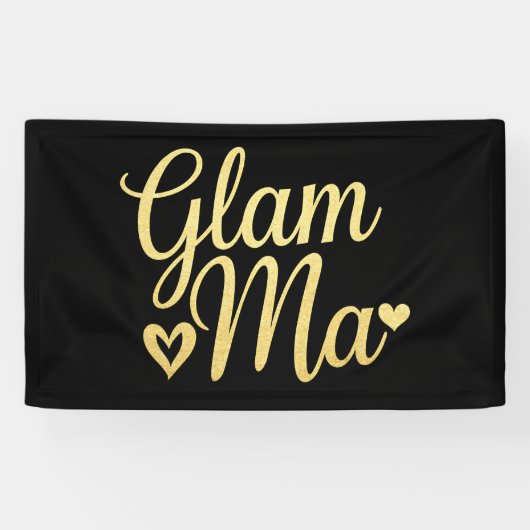 Glam Ma Heart Gold Mama Oma Muttertag Banner (Horizontal)
