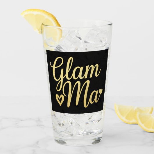 Glam Ma Heart Gold Mama Oma Muttertag Glas (Vorderseite Ice)