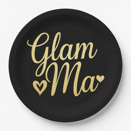 Glam Ma Heart Gold Mama Oma Muttertag Pappteller (Vorderseite)