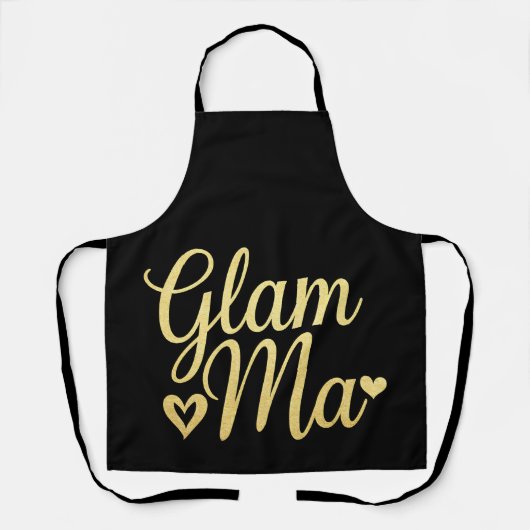 Glam Ma Heart Gold Mama Oma Muttertag Schürze (Vorderseite)