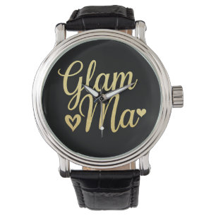 Glam Ma Herz Gold Mama Oma Muttertag Armbanduhr