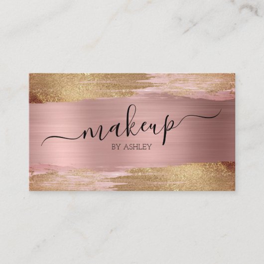Glam Makeup Artist Rose Gold Business Card Visitenkarte (Vorderseite)