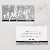 GLAM MAKEUP Bürste silberne Glitzer schwarz Visitenkarte (Vorne/Hinten)