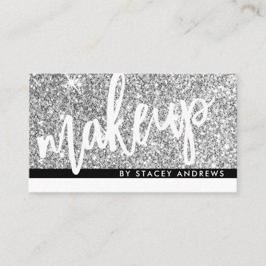 GLAM MAKEUP Bürste silberne Glitzer schwarz Visitenkarte (Vorderseite)