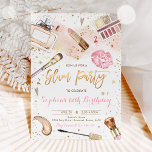 Glam Makeup Geburtstagsparty Rosa Wellness-Center  Einladung<br><div class="desc">Wellness-Center Makeup Birthday Party Blush Pink Glam Party Einladung Alle Design sind © PIXELPERFECTIONPARTYLTD</div>