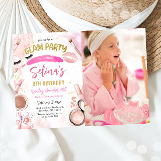 Glam Makeup Girl Birthday Pink Wellness-Center Par Einladung