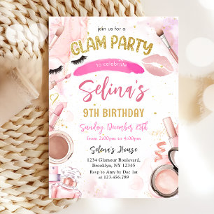 Glam Makeup Girl Geburtstagsparty Pink Wellness-Ce Einladung