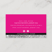GLAM MAKEUP Pinselskript silber Glitzer rosa Schwa Visitenkarte (Rückseite)