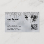 Glam Makeup tropfender silberner Glitzer Visitenkarte (Rückseite)