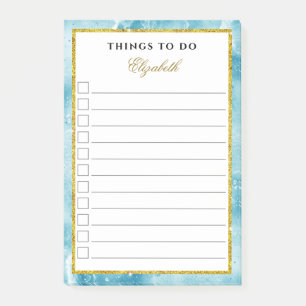 Glam Marble Aquamarin Aqua Blue Gold Girl to Do Li Post-it Klebezettel