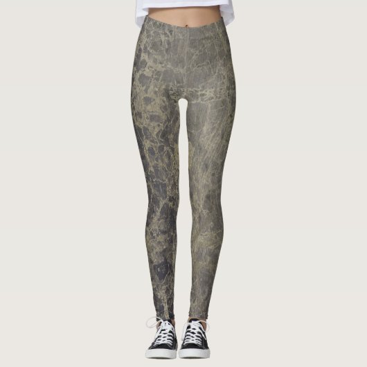 Glam Marble Granite Shimmer Eleganter Designer Sti Leggings (Vorderseite)