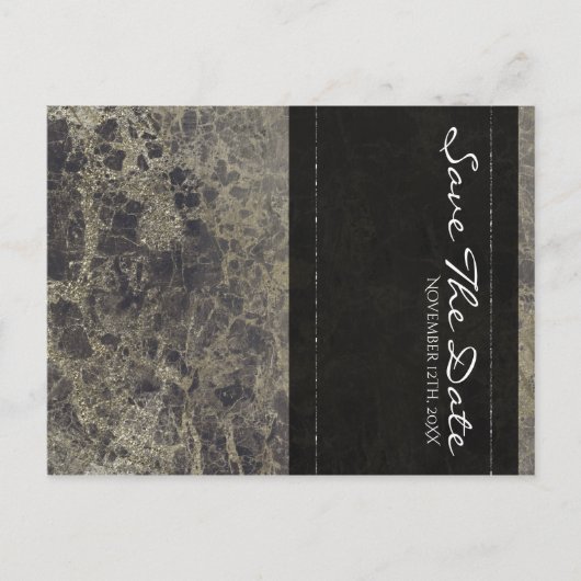 Glam Marble Granite Shimmer Save the Date elegant Ankündigungspostkarte (Vorderseite)