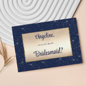 Glam Marineblau Glitzer Konfetti Bridesmaid Einladung