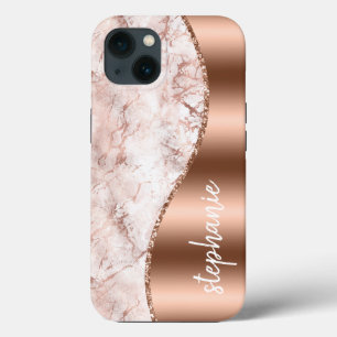 Glam Marmor Rosa Roségold Metallisch Name Case-Mate iPhone Hülle