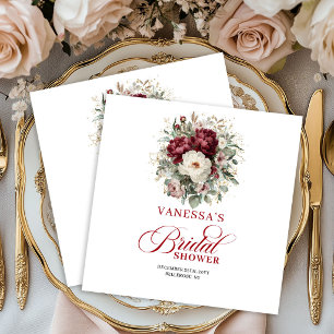 Glam Marsala Florale Goldene Servietten für Brautp