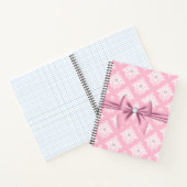 Glam Mauve Pink Bow Diamonds White Damask Notizblock (Innenseite)