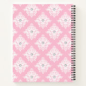 Glam Mauve Pink Bow Diamonds White Damask Notizblock (Rückseite)