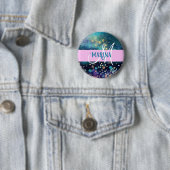 Glam Meerjungfrau Aqua Gold Glitter Funkeln Monogr Button (Beispiel)