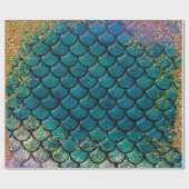 Glam Meerjungfrau Fischskala Aquamarine Lila Golds Geschenkpapier (Flach)