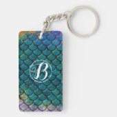 Glam Meerjungfrau Fischskala Aquamarine Lila Golds Schlüsselanhänger (Rückseite)