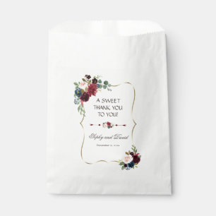 Glam Merlot Navy Blue Floral Wedding DANKE Geschenktütchen