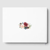 Glam Merlot Navy Blue Floral Wedding Gästebuch (Rückseite)