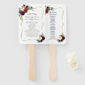 Glam Merlot Navy Blue Floral Wedding Program Fächer (Vorne und Hinten)