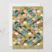 Glam Mermaid Baby Dusche Gold Glitzer & Aquamarin Einladung (Rückseite)