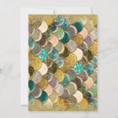 Glam Mermaid Pool Party Gold Glitzer Aquamarin Geb Einladung (Rückseite)