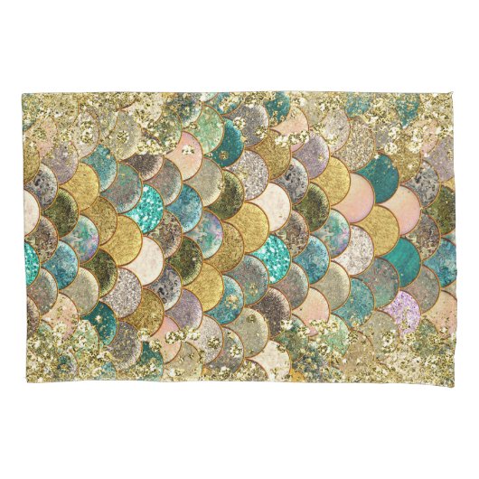 Glam Mermaid Scales Glitzer Sparkle Moderner Chic Kissenbezug (Vorderseite)