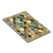 Glam Mermaid Scales Multi Color Sea Monogram Notizblock (Rechte Seite)