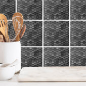 Glam Metallic Black Gray Mermaid Scales Muster Fliese