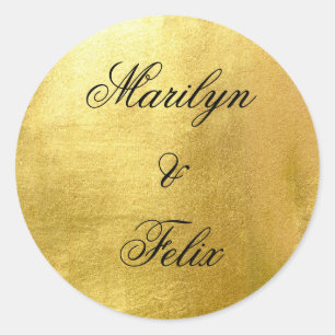 Glam Metallic Gold Monogram Wedding Runder Aufkleber