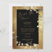Glam Metallic Gold und Black Brautparty Einladung (Vorderseite)