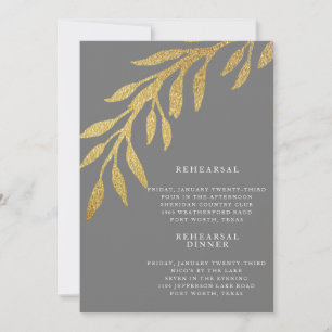 Glam Metallic Gold und Silber Hochzeitsprobe Einladung