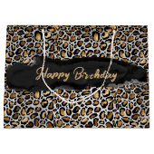 Glam Metallic Leopard Print Birthday Große Geschenktüte (Vorderseite)