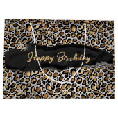 Glam Metallic Leopard Print Birthday Große Geschenktüte (Rückseite)