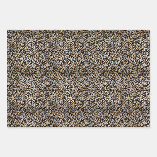 Glam Metallic Leopard Print Geschenkpapier Set (Vorderseite)