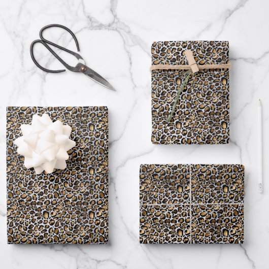 Glam Metallic Leopard Print Geschenkpapier Set (Vorderseite)