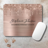 Glam Metallic Rose Gold Funkelnd Glitzer Tropfen Mousepad